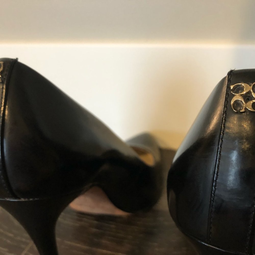 Coach Classic Black Leather Pointed Toe Heels Pumps Size US 8.5 - Picture 5 of 10